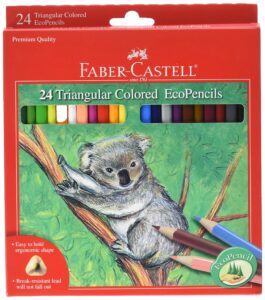 faber-castell triangular colored ecopencils - 24 colored pencils for kids, pre-sharpened coloring pencils, art colored pencils for adult coloring, kids and beginners