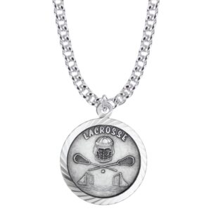 truefaithjewelry sterling silver saint christopher necklace lacrosse sports medal pendant, 3/4 inch