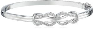 amazon essentials sterling silver diamond double knot bangle bracelet (1/4 cttw, j color, i3 clarity) (previously amazon collection)