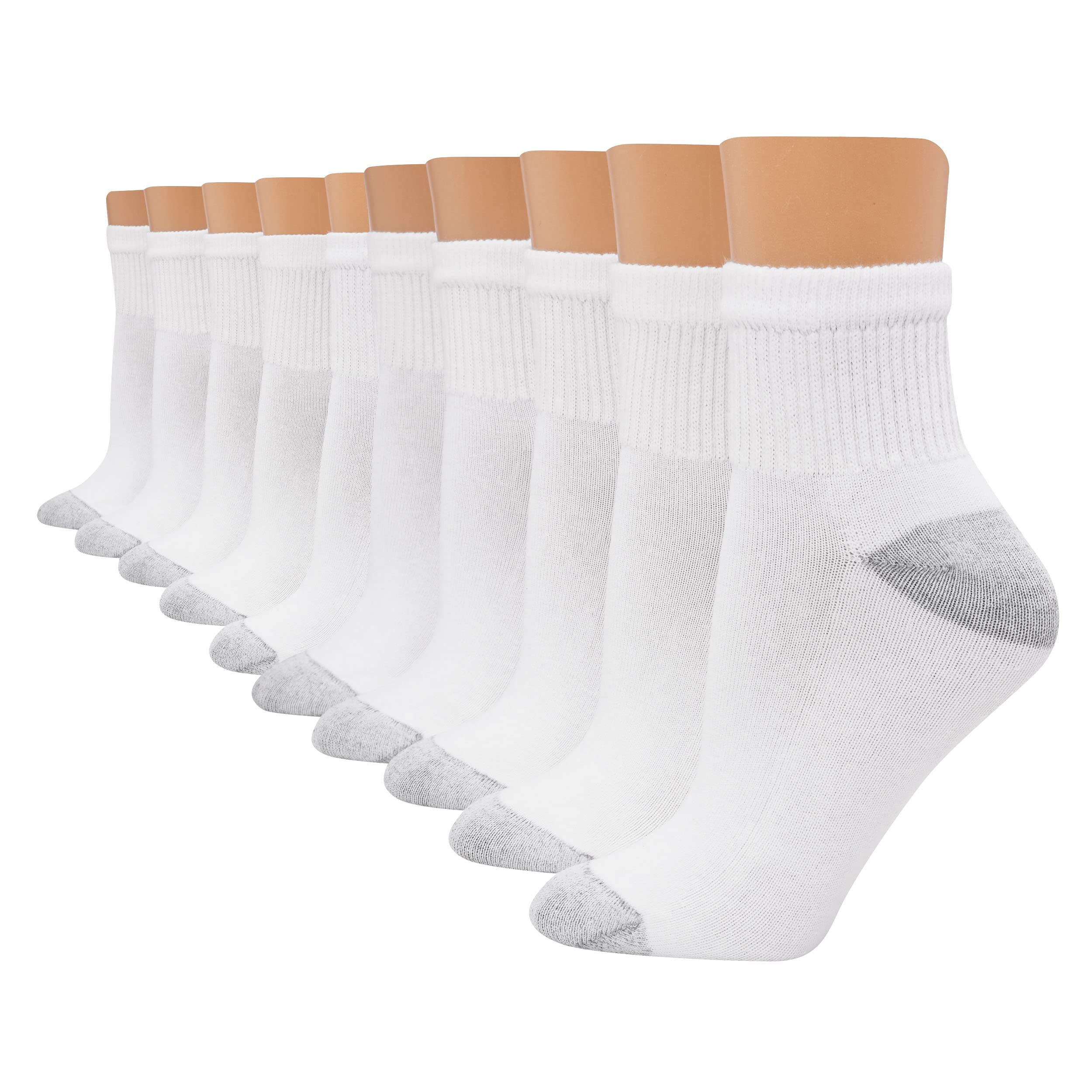 Hanes Womens Value, Ankle Soft Moisture-wicking Socks, Available In 10 And 14-packs Athletic-socks, White - 10 Pack, 5-9 US