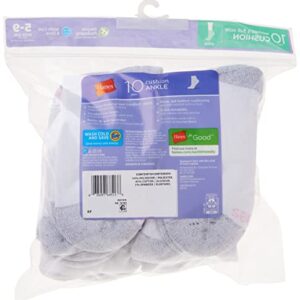 Hanes Womens Value, Ankle Soft Moisture-wicking Socks, Available In 10 And 14-packs Athletic-socks, White - 10 Pack, 5-9 US