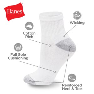 Hanes Womens Value, Ankle Soft Moisture-wicking Socks, Available In 10 And 14-packs Athletic-socks, White - 10 Pack, 5-9 US