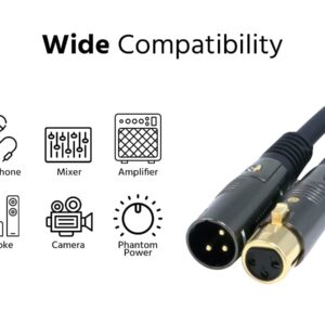 Monoprice XLR Male to XLR Female Cable - 25 Feet - Black, 16AWG, Gold Plated, Microphone & Interconnect - Stage Right Series