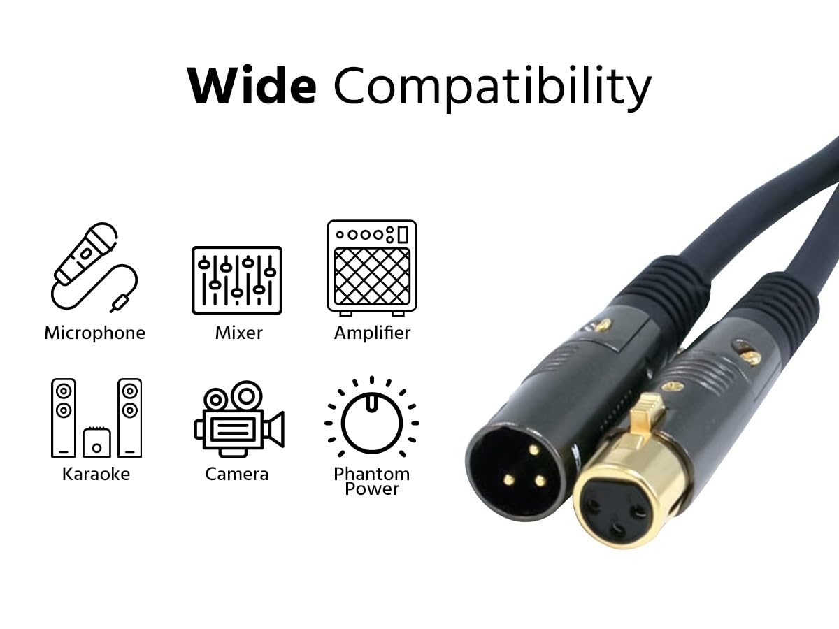 Monoprice XLR Male to XLR Female Cable - 25 Feet - Black, 16AWG, Gold Plated, Microphone & Interconnect - Stage Right Series