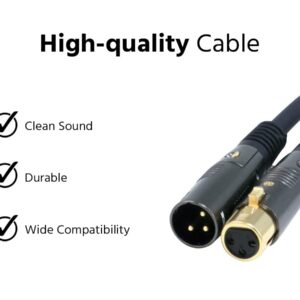 Monoprice XLR Male to XLR Female Cable - 25 Feet - Black, 16AWG, Gold Plated, Microphone & Interconnect - Stage Right Series