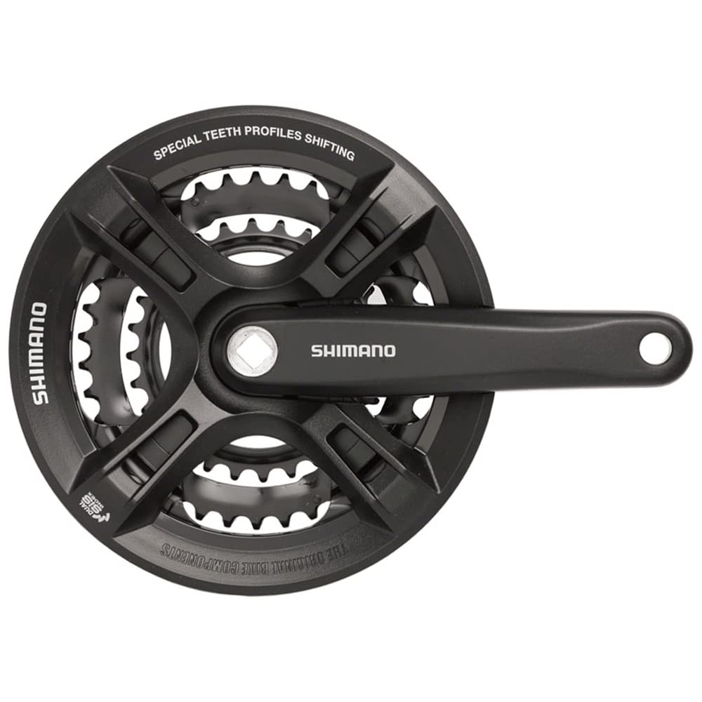 Shimano Altus FC-M311 Crankset - 170mm, 7/8-Speed, 42/32/22t, Riveted, Square Taper JIS Spindle Interface, Black, With Chainguard