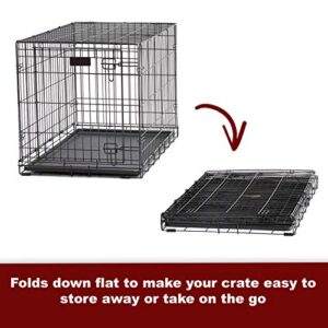 MidWest Homes for Pets Ultima Pro Series 30' Dog Crate | Extra-Strong Double Door Folding Metal Dog Crate w/Divider Panel, Floor Protecting 'Roller Feet' & Leak-Proof Plastic Pan