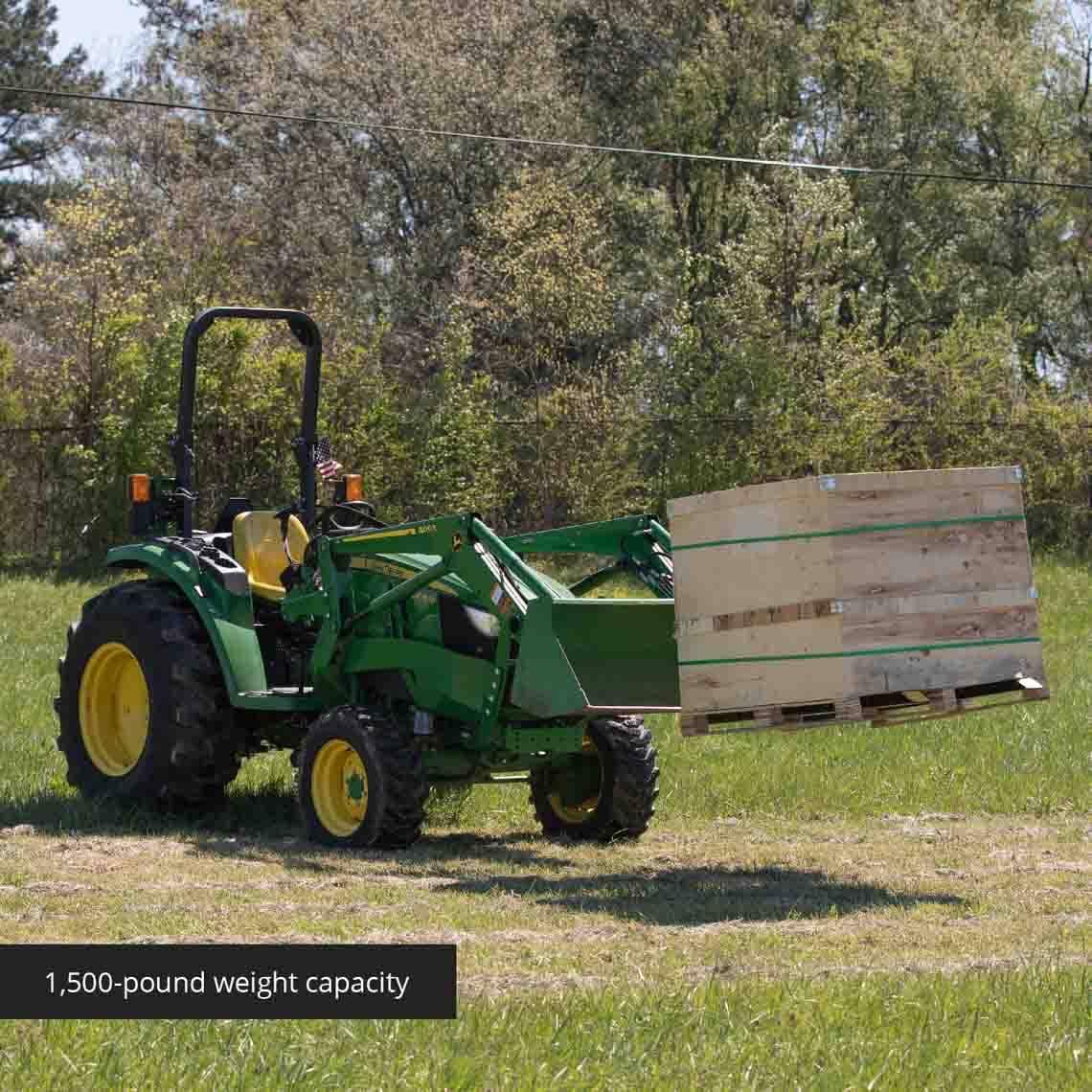 Titan Attachments Light-Duty 60" Clamp-on Pallet Forks, 46" x 3" Fork Length, Rated 1,500 LB, Easy to Install on Loader or Skid Steer Bucket