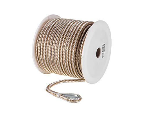 Seachoice Boat Anchor Rope, Double-Braid, Nylon, Achor Line, 3/8 in. X 150 Ft., Gold/White