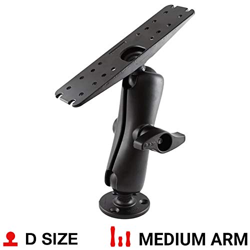 RAM Mounts Large Marine Electronics Mount RAM-D-111U with Medium Arm Compatible with Garmin, Lowrance, Humminbird + More