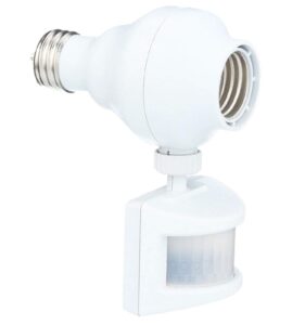 westek screw in motion sensor light socket for outdoor lighting - this motion sensor light socket adapter turns on lights when movement is detected, 20ft distance - (omlc163bc)