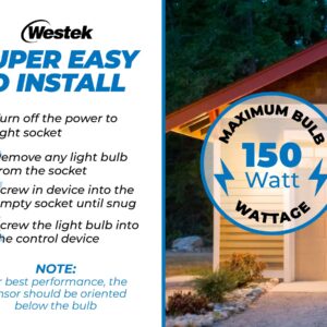 Westek Screw In Motion Sensor Light Socket for Outdoor Lighting - This Motion Sensor Light Socket Adapter Turns On Lights When Movement is Detected, 20ft Distance - (OMLC163BC)