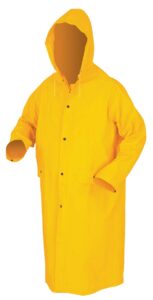 mcr safety 200cs 49-inch classic pvc/polyester coat with detachable hood, yellow, small