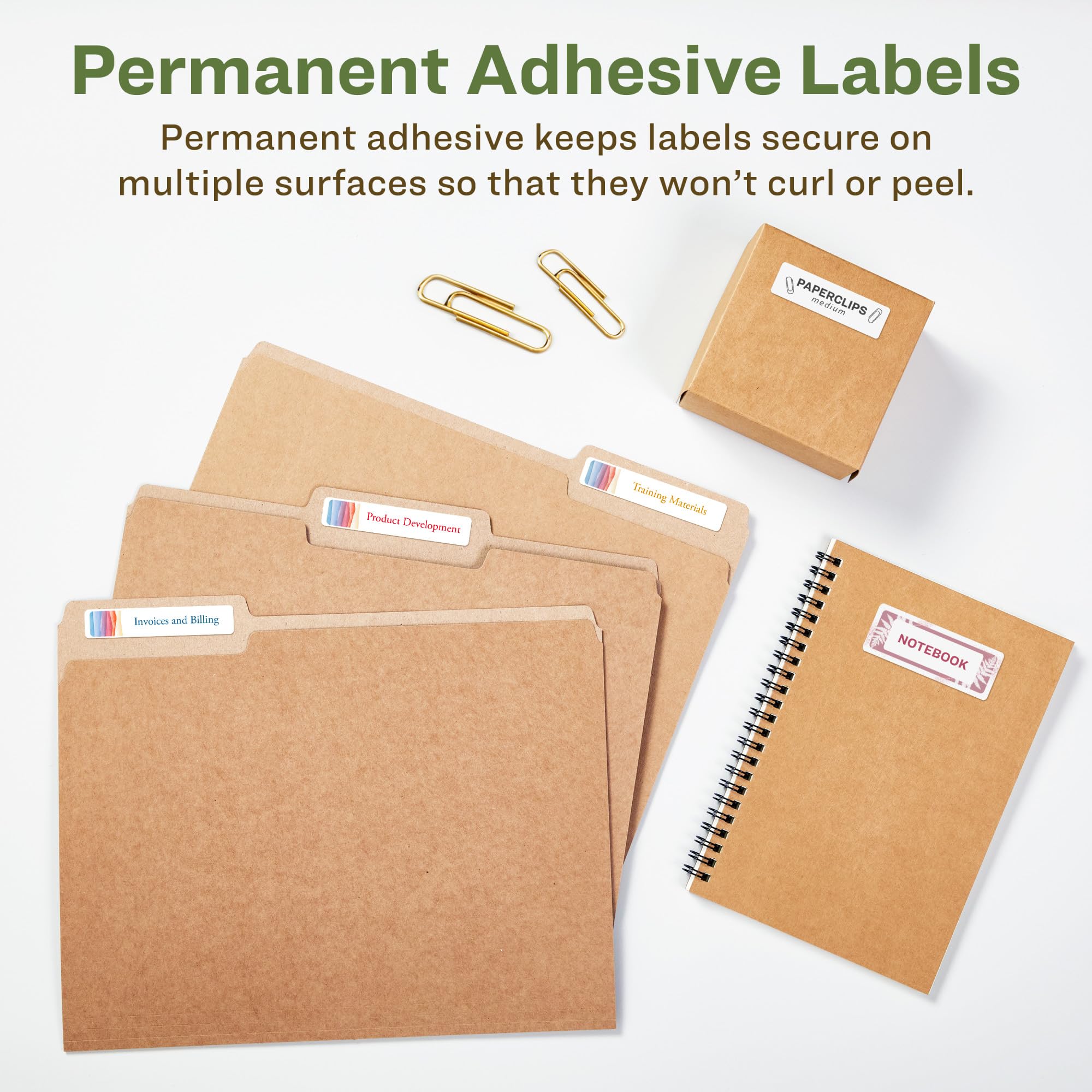 Avery EcoFriendly Recycled File Folder Labels, 2/3" x 3-7/16", White, Permanent Label Adhesive, 750 Printable Labels (48266)