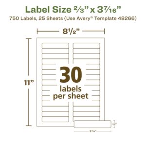 Avery EcoFriendly Recycled File Folder Labels, 2/3" x 3-7/16", White, Permanent Label Adhesive, 750 Printable Labels (48266)