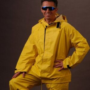 MCR Safety 8402X5 Hydroblast Neoprene/Nylon 2-Piece Rainsuit with Attached Hood, Yellow, 5X-Large