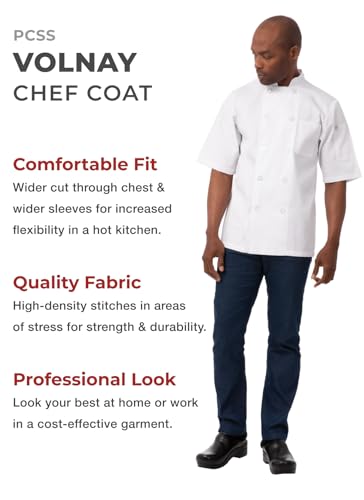 Chef Works Men's Volnay Chef Coat, White, XX-Large