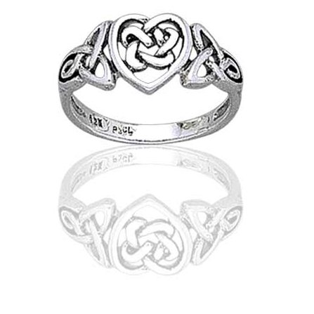 Sterling Silver Celtic Trinity Knot Heart Ring Size 3(Sizes 3,4,5,6,7,8,9,10,11,12,13,14,15,16)