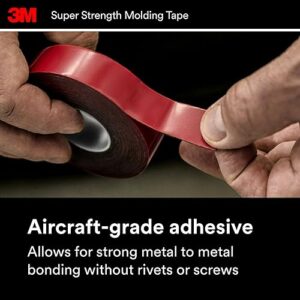 3M Super-Strength Molding Tape, 1/2 in x 15 ft, High Strength Double-Sided Adhesive, Permanently Attaches Side Moldings, Trim and Emblems to Interior and Exterior of Vehicles (03614)