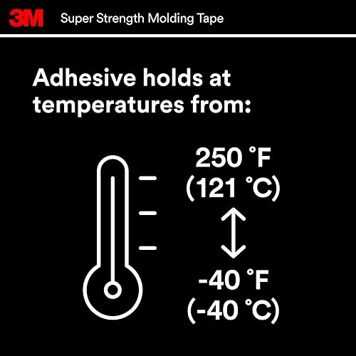 3M Super-Strength Molding Tape, 1/2 in x 15 ft, High Strength Double-Sided Adhesive, Permanently Attaches Side Moldings, Trim and Emblems to Interior and Exterior of Vehicles (03614)