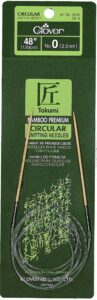 clover bamboo circular knitting needles takumi, 48-inch size 0