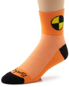 sockguy men's crash test dummy socks, orange, sock size:10-13/shoe size: 6-12