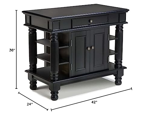 Homestyles Americana Black Kitchen Island with Open Shelving by Home Styles