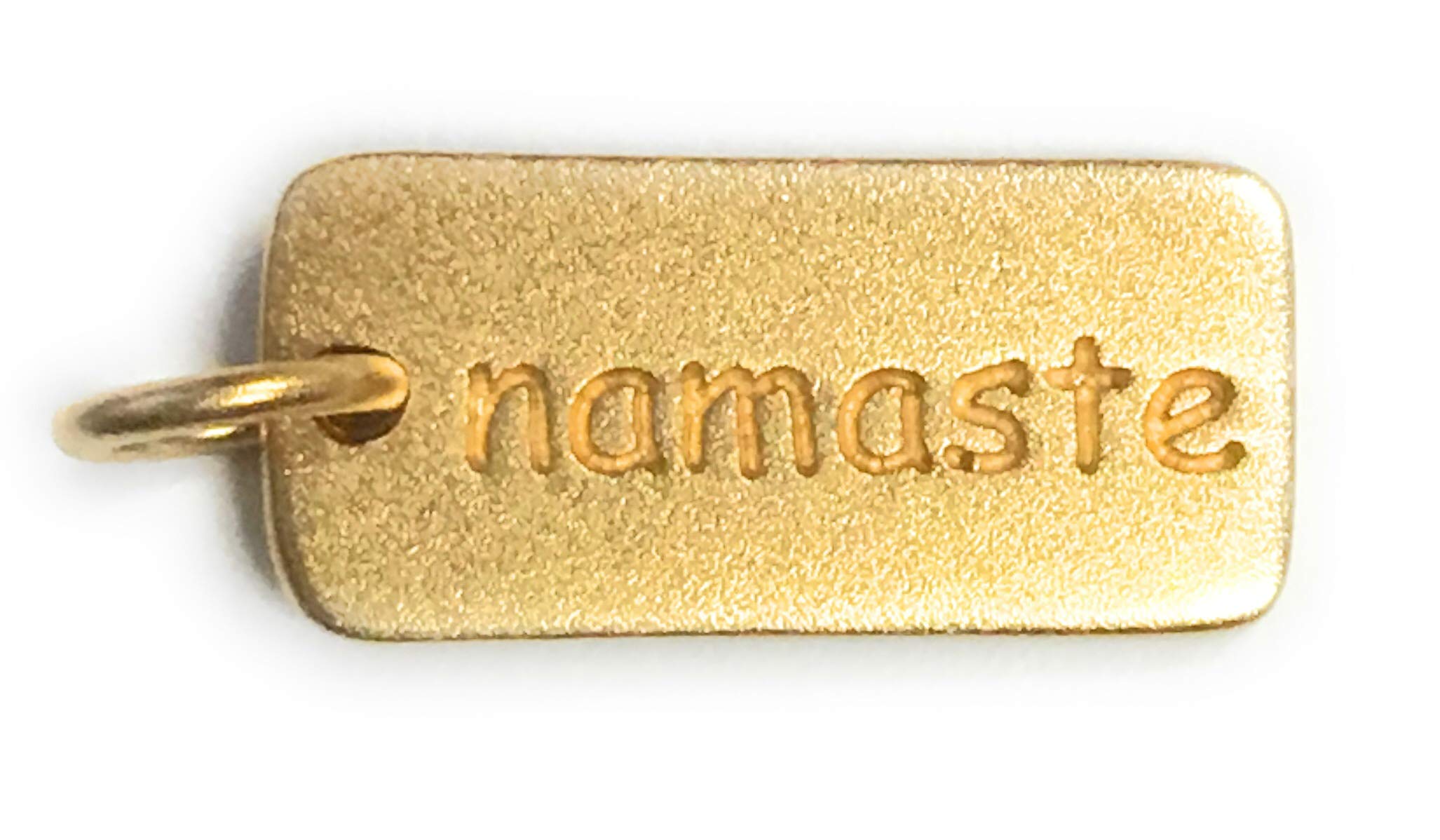 Zoe and Piper Charms Rectangular Namaste Double Sided Engraved Word Tag Charm in 24k Gold Plated Sterling Silver, 8283