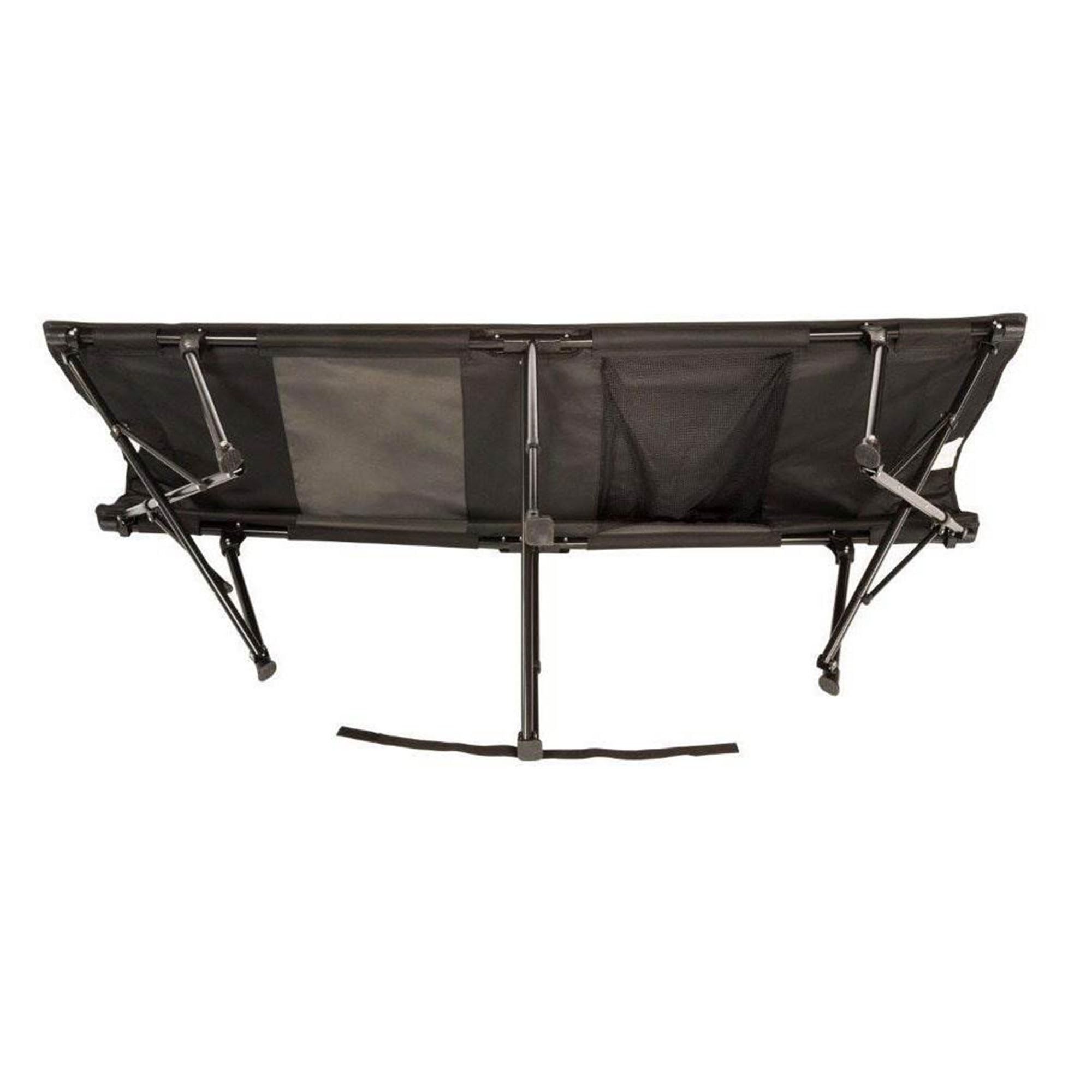 Kamp-Rite Standard Kwik Cot Quick Setup 1 Person Sleeping Bed with Side Storage Pockets, Storage Hammock and 600D Carry Bag, Black