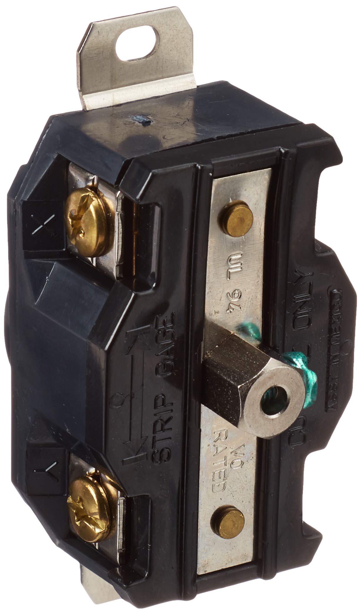 Leviton 2810 30 Amp, 120/208 Volt- 3PY, Flush Mounting Locking Receptacle, Industrial Grade, Grounding, V-0-Max, Black