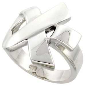 sterling silver breast cancer awareness ribbon ring flawless finish 7/8 inch wide, size 10