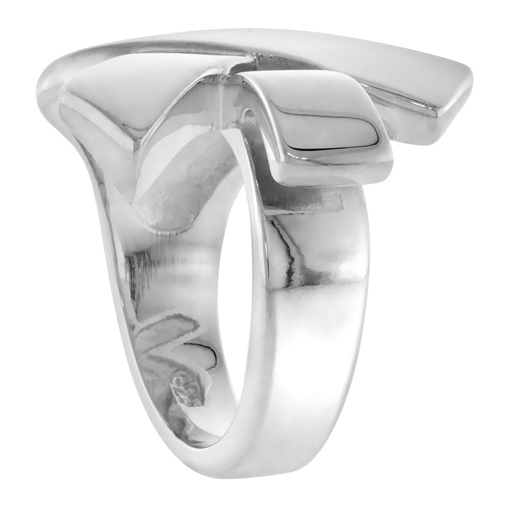 Sterling Silver Breast Cancer Awareness Ribbon Ring Flawless finish 7/8 inch wide, size 10