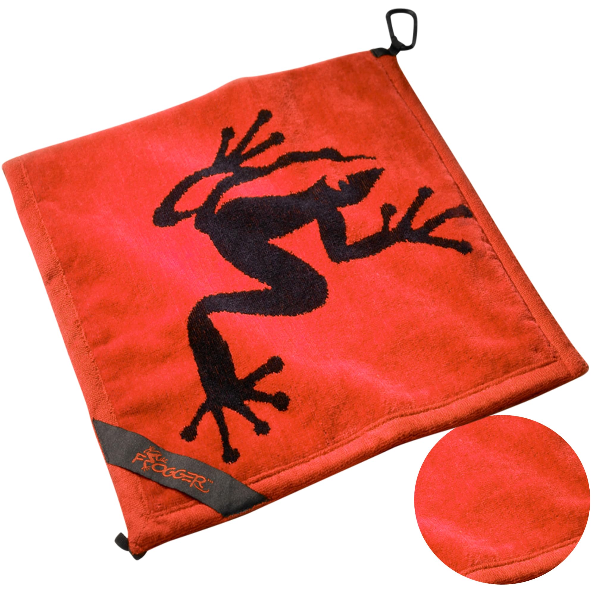 Frogger Amphibian Golf Towel with Dry and Wet Technology, Red - Golf Bag Accessory for Men and Women with Carabiner Clip