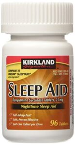 kirkland signature sleep aid doxylamine succinate 25 mg x tabs (53201812) no flavor 96 count, packaging may vary