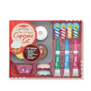 Melissa & Doug Bake and Decorate Wooden Cupcake Play Food Set - FSC Certified