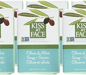 Kiss My Face Soap Bar Olive & Aloe with sea Salt 8 Ounce (235ml) (6 Pack)