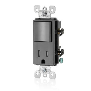 Leviton T5625-E Decora Combination Switch and Tamper-Resistant Receptacle, Black