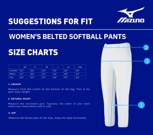 Mizuno Women's Select Belted Softball Pant, Royal , Medium (5252)