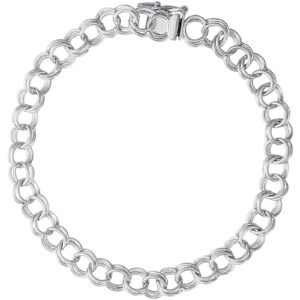 rembrandt charms 8" double link curb classic charm bracelet, sterling silver