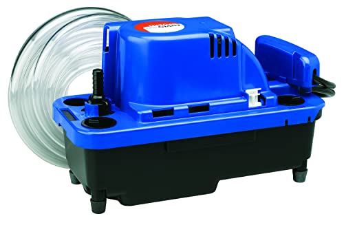 Little Giant VCMX-20ULST 115 Volt, 1/30 HP, 84 GPH Automatic Condensate Removal Pump, 6-Ft. Power Cord, Safety Switch, 20-ft. 3/8-inch Tubing, Blue, 554550