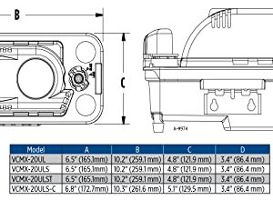 Little Giant VCMX-20ULST 115 Volt, 1/30 HP, 84 GPH Automatic Condensate Removal Pump, 6-Ft. Power Cord, Safety Switch, 20-ft. 3/8-inch Tubing, Blue, 554550