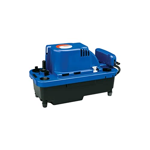 Little Giant VCMX-20ULST 115 Volt, 1/30 HP, 84 GPH Automatic Condensate Removal Pump, 6-Ft. Power Cord, Safety Switch, 20-ft. 3/8-inch Tubing, Blue, 554550