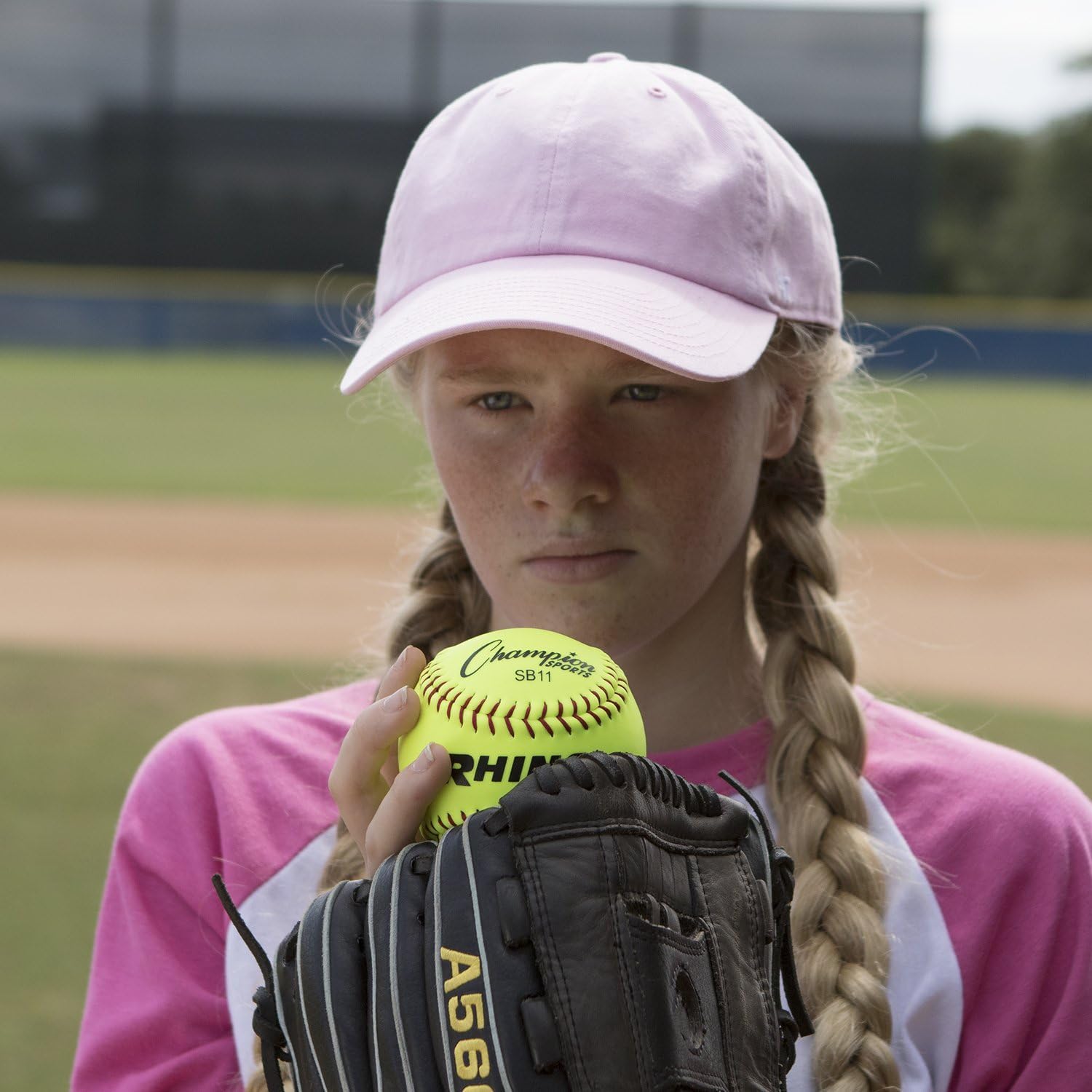 Champion Sports 11" Syntex Leather Cover Softballs - Cork Core - Medium Compression - NFHS Approved - Raised Seams - Optic Yellow - Pack of 12