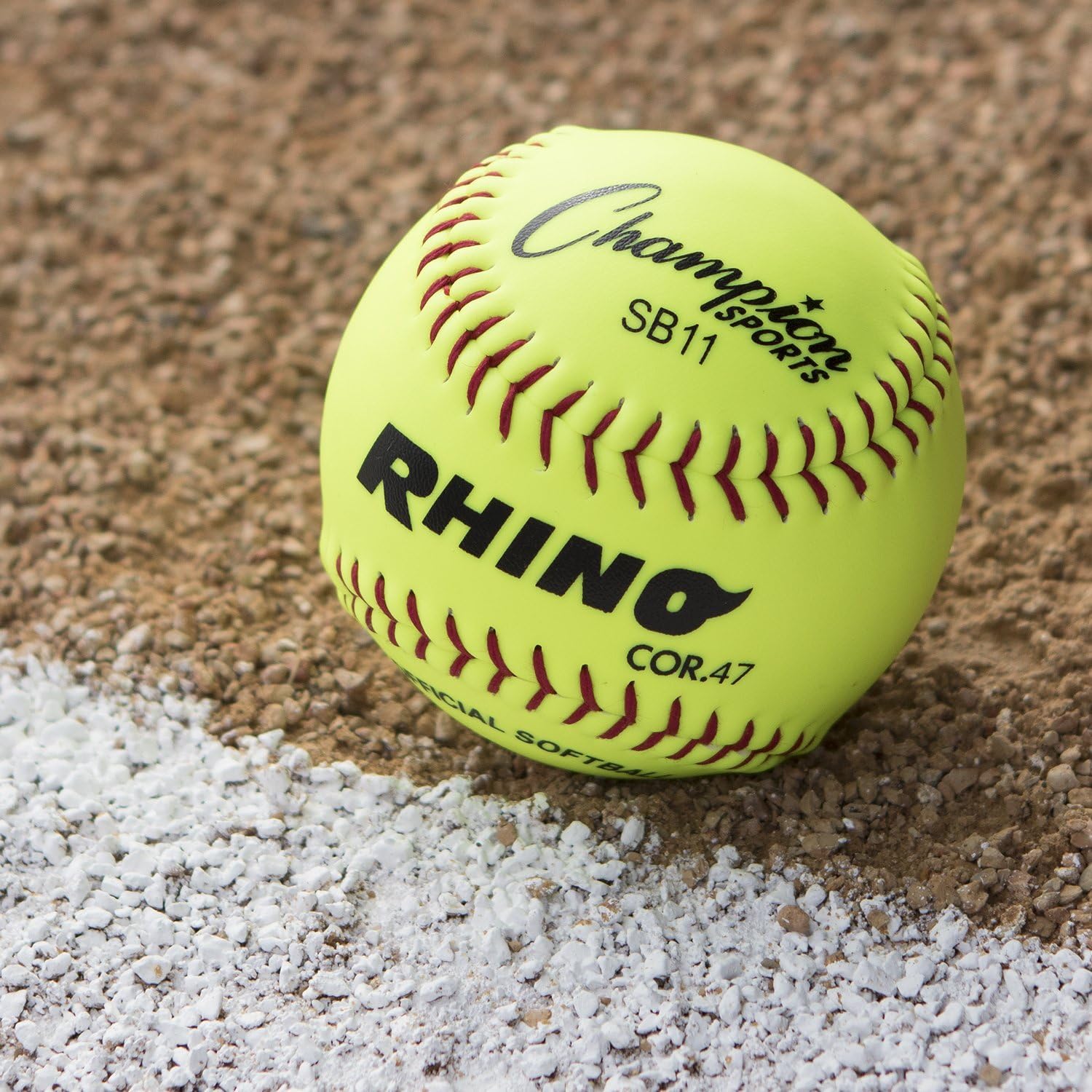 Champion Sports 11" Syntex Leather Cover Softballs - Cork Core - Medium Compression - NFHS Approved - Raised Seams - Optic Yellow - Pack of 12