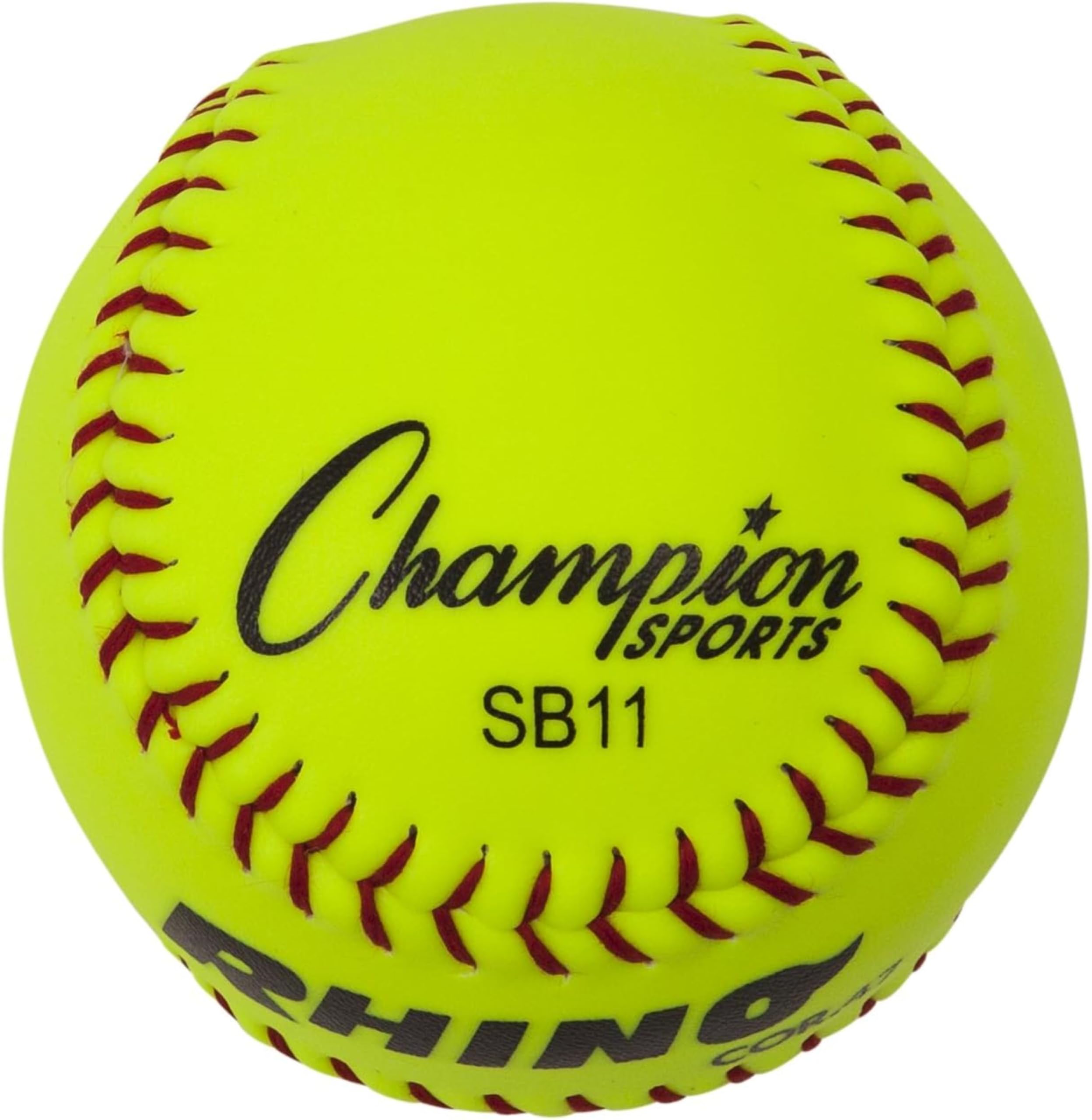 Champion Sports 11" Syntex Leather Cover Softballs - Cork Core - Medium Compression - NFHS Approved - Raised Seams - Optic Yellow - Pack of 12