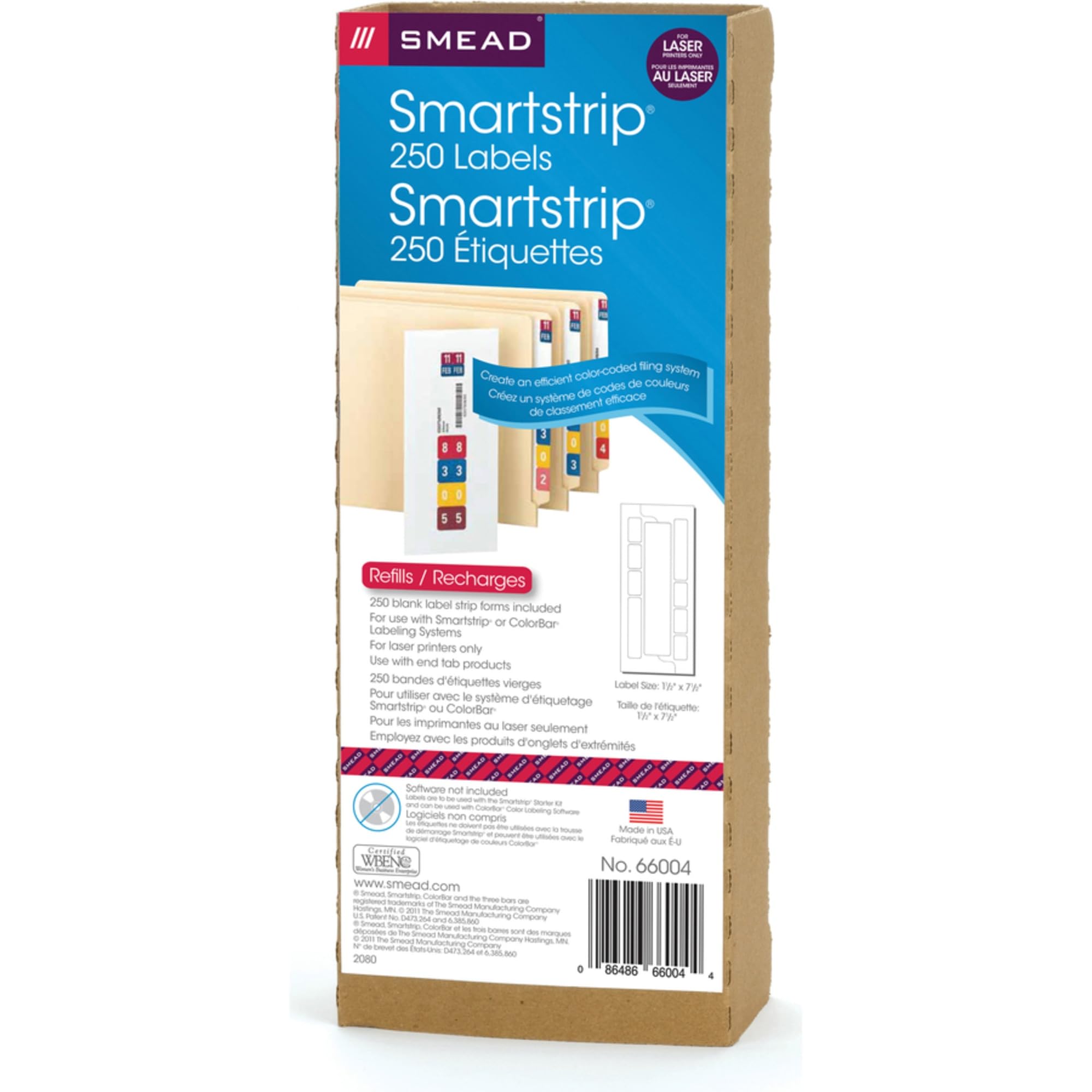 Smead Smartstrip Labels for Laser Printer, 250 labels per pack (66004)