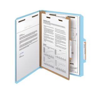 Smead 100% Recycled Pressboard Classification File Folder, 1 Divider, 2" Expansion, Letter Size, Blue, 10 per Box (13721)