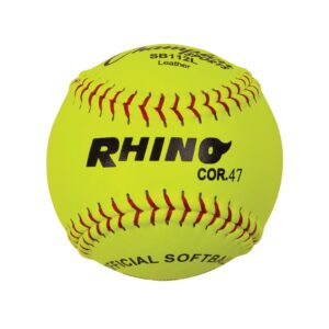 champion sports 12" leather cover softballs - cork core - medium compression - nfhs approved - raised seams - optic yellow - pack of 12