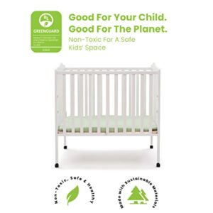 Delta Children Folding Portable Mini Baby Crib with 1.5-inch Mattress - Greenguard Gold Certified, White