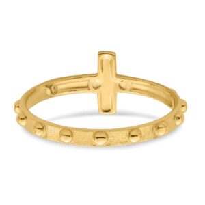 14K Two Tone Solid Polished Gold Crucifix Rosary Ring Size 6 Jewelry for Women